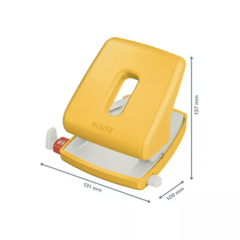 Leitz Cosy perforatrice 2 fori 30 fogli, giallo, plastica, 8 cm, 5,5 mm, A4