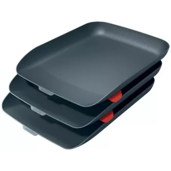 Leitz Cosy vassoio portadocumenti, set da 3 pezzi, polistirene (PS), nero, A4, A4, 274 mm, 456 mm