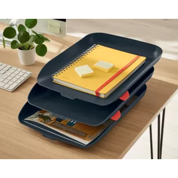 Leitz Cosy vassoio portadocumenti, set da 3 pezzi, polistirene (PS), nero, A4, A4, 274 mm, 456 mm