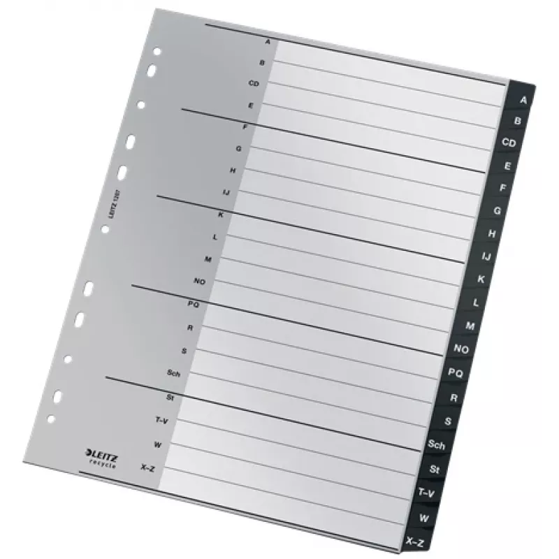 Leitz 12070000 indice alfabetico con linguette polipropilene (PP) nero, bianco