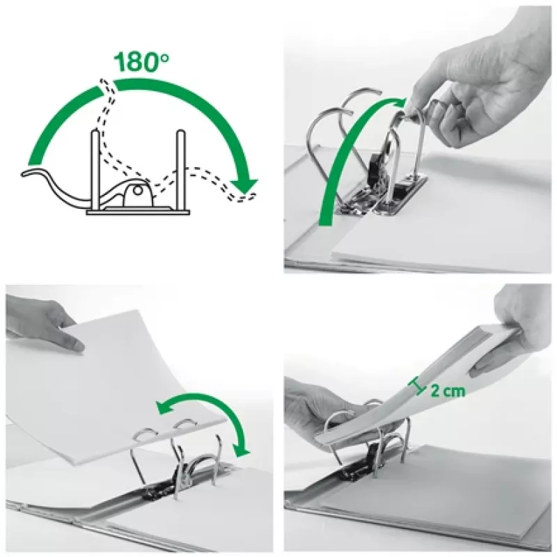Leitz 180° raccoglitore a leva Recycle, A4, cartone, nero, 350 fogli, 80 g/m², 320 mm