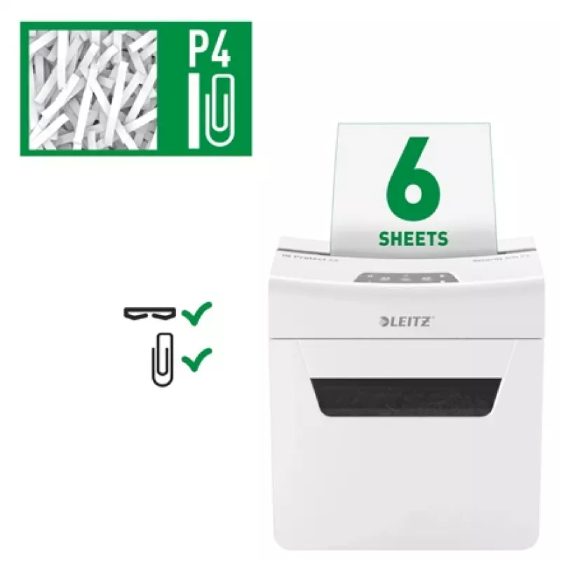 Leitz IQ Protect Premium distruggidocumenti 6X P4, 4 x 40 mm, 10 L, 100 fogli, 55 dB, touch, 6 fogli