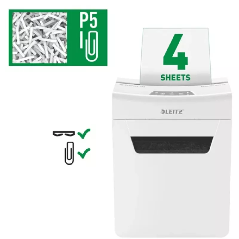 Leitz IQ Protect Premium distruggidocumenti 4M P5, taglio micro, 2 x 15 mm, 14 L, 150 fogli, 55 dB, touch