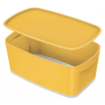 Leitz MyBox Cosy Small con coperchio, scatola contenitore, scatola contenitore, giallo, rettangolare, plastica, monocromatico, giallo