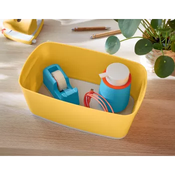 Leitz MyBox Cosy Small con coperchio, scatola contenitore, scatola contenitore, giallo, rettangolare, plastica, monocromatico, giallo