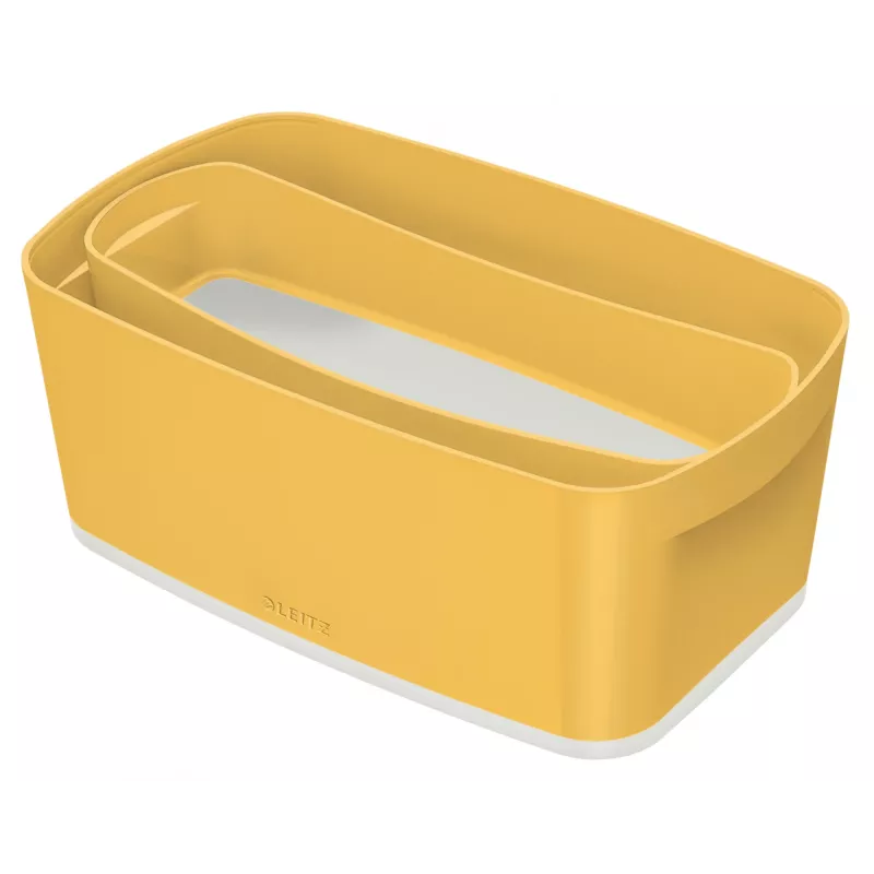 Leitz MyBox Cosy Small con coperchio, scatola contenitore, scatola contenitore, giallo, rettangolare, plastica, monocromatico, giallo