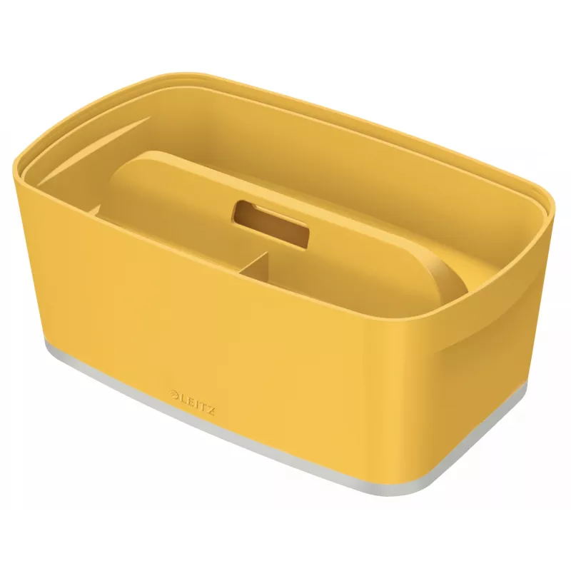 Leitz MyBox Cosy Small con coperchio, scatola contenitore, scatola contenitore, giallo, rettangolare, plastica, monocromatico, giallo