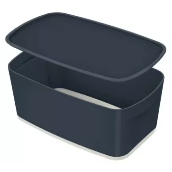 Leitz MyBox Cosy Small con coperchio, scatola contenitore, scatola contenitore, grigio, rettangolare, plastica, tinta unita, interno