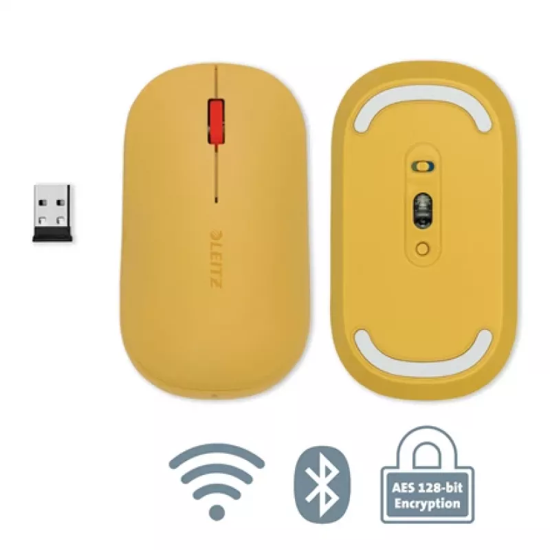 Leitz Cosy mouse wireless, ambidestro, RF Wireless + Bluetooth, 4000 DPI, arancione