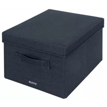Leitz scatola contenitore in tessuto con coperchio, medium, confezione da 2, scatola contenitore, blu, rettangolare, tessuto, tinta unita, tessuto