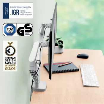 Leitz Ergo braccio salvaspazio per doppio monitor, morsetto/passacavo, 18 kg, 43,2 cm (17