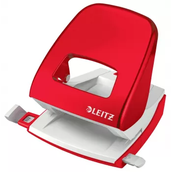 Leitz perforatrice WOW 5008 metallo 2 fori / 30 fogli, 30 fogli, rosso, bianco, metallo, 8 cm, 5,5 mm, A6