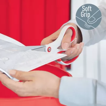 Leitz WOW Titanium forbici da ufficio 205 mm, adulti, taglio dritto, singolo, rosso, bianco, acciaio inox, forbici da ufficio