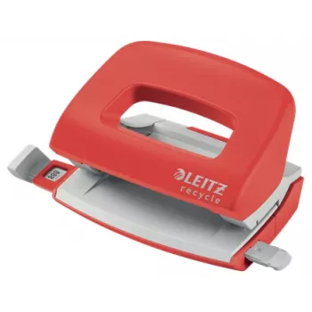 Leitz NeXXt Recycle mini perforatrice, 10 fogli, rosso, plastica, 8 cm, 5,5 mm, A4, A5, A6, Folio, US-Quart, 8 x 8 x 8 cm