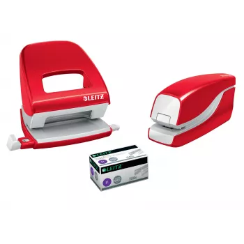 Leitz cucitrice a batteria WOW 5566, 10 fogli, clinch standard, 1 cm, plastica, rosso, batteria