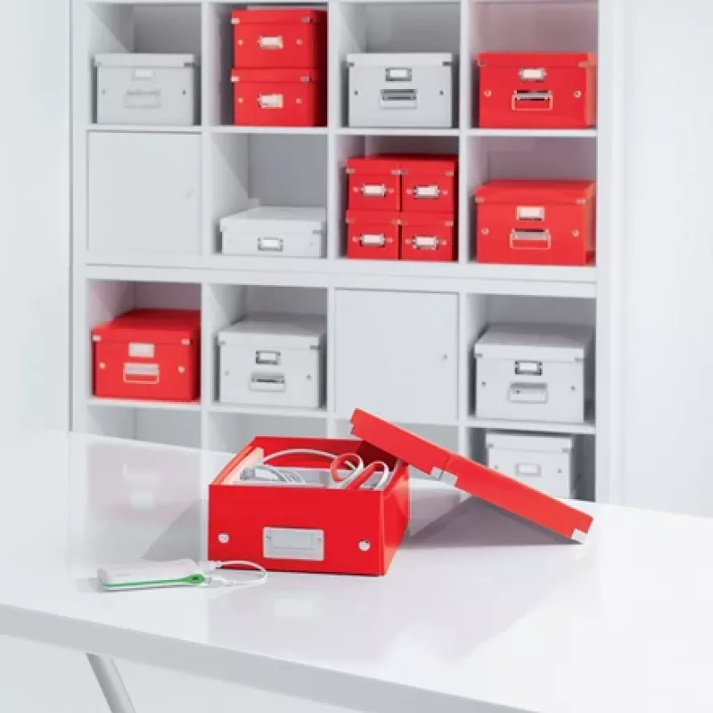Leitz Click & Store WOW scatola portaoggetti piccola, scatola portaoggetti, rosso, rettangolare, cartone, monocolore, interni