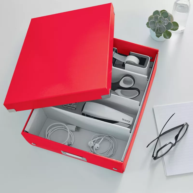 Leitz Click & Store WOW Medium organizer box, scatola portaoggetti, rosso, rettangolare, cartone, monocolore, interni