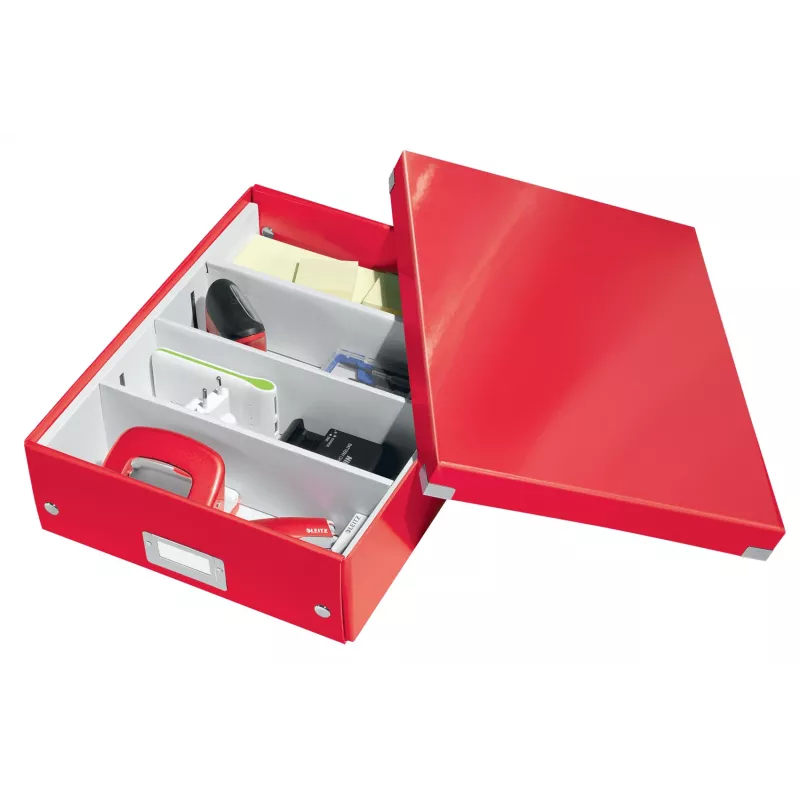 Leitz Click & Store WOW Medium organizer box, scatola portaoggetti, rosso, rettangolare, cartone, monocolore, interni