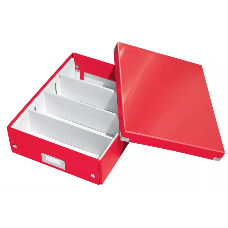 Leitz Click & Store WOW Medium organizer box, scatola portaoggetti, rosso, rettangolare, cartone, monocolore, interni