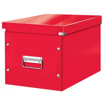 Leitz Box Click & Store WOW Cube Large scatola portaoggetti, scatola portaoggetti, rosso, rettangolare, cartone, monocolore, interni