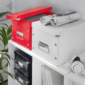 Leitz Box Click & Store WOW Cube Large scatola portaoggetti, scatola portaoggetti, rosso, rettangolare, cartone, monocolore, interni