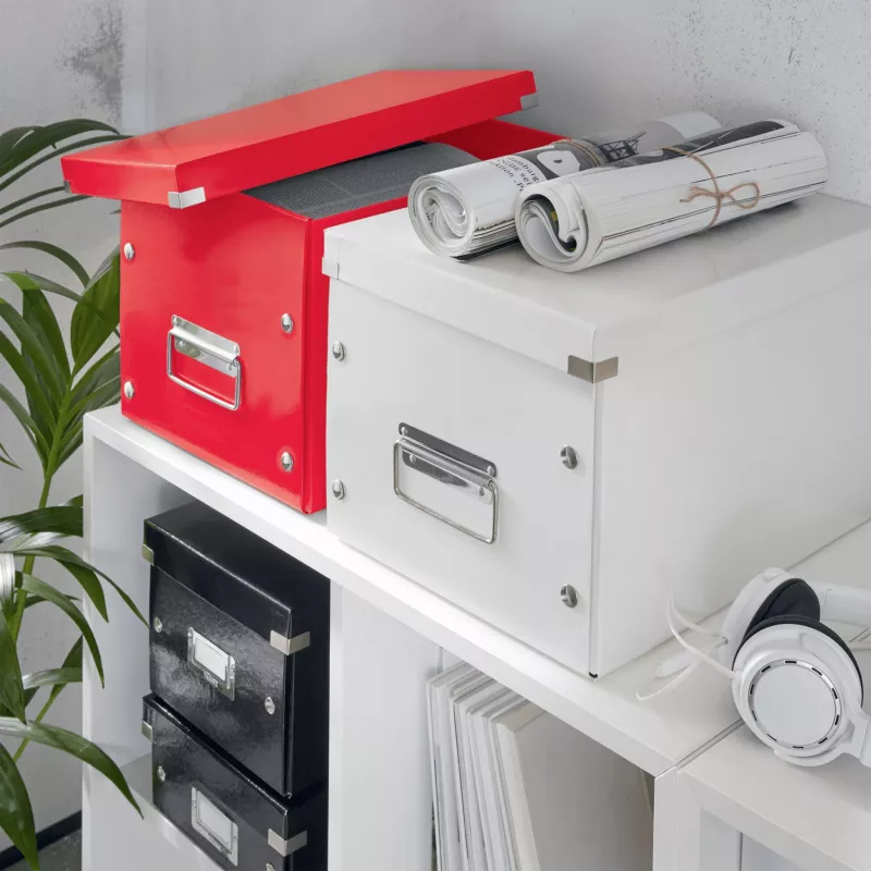 Leitz Box Click & Store WOW Cube Large scatola portaoggetti, scatola portaoggetti, rosso, rettangolare, cartone, monocolore, interni