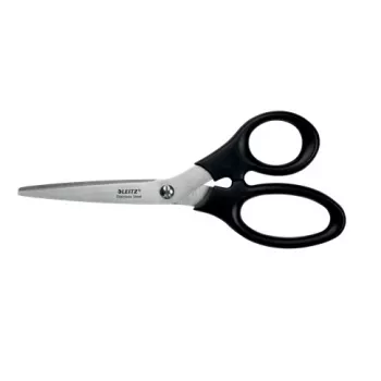 Leitz forbici in acciaio inox 185 mm, adulti, taglio dritto, singolo, nero, acciaio inox, acciaio inox, forbici da ufficio