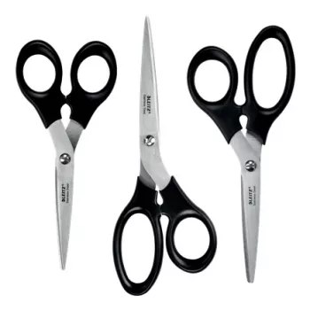Leitz set di forbici in acciaio inox 165/185/200 mm, adulti, taglio dritto, set, nero, acciaio inox, acciaio inox, forbici da ufficio