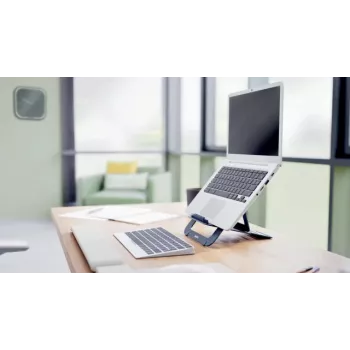Leitz Ergo supporto per laptop regolabile in altezza in alluminio Ultra-Flat, braccio per laptop e tablet, grigio scuro, alluminio, 25,4 cm (10