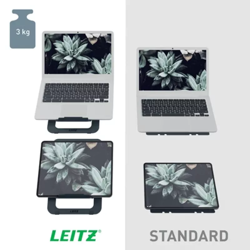Leitz Ergo supporto per laptop regolabile in altezza in alluminio Ultra-Flat, braccio per laptop e tablet, grigio scuro, alluminio, 25,4 cm (10 inch), 43,2 cm (17 inch), 25,4 cm (10 inch)