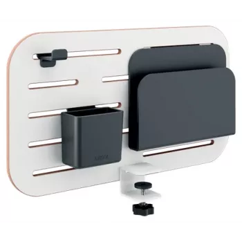 Leitz Ergo Small Pegboard organizer da scrivania, 42x25 cm, MDF, plastica riciclata, gomma, bianco, montaggio a morsetto, Letter, carta, immagine, 450 x 61 x 330 mm, 450 mm