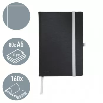 Leitz Style quaderno A5 bianco con copertina rigida, monocromatico, nero, A5, 80 fogli, 100 g/m², copertina rigida