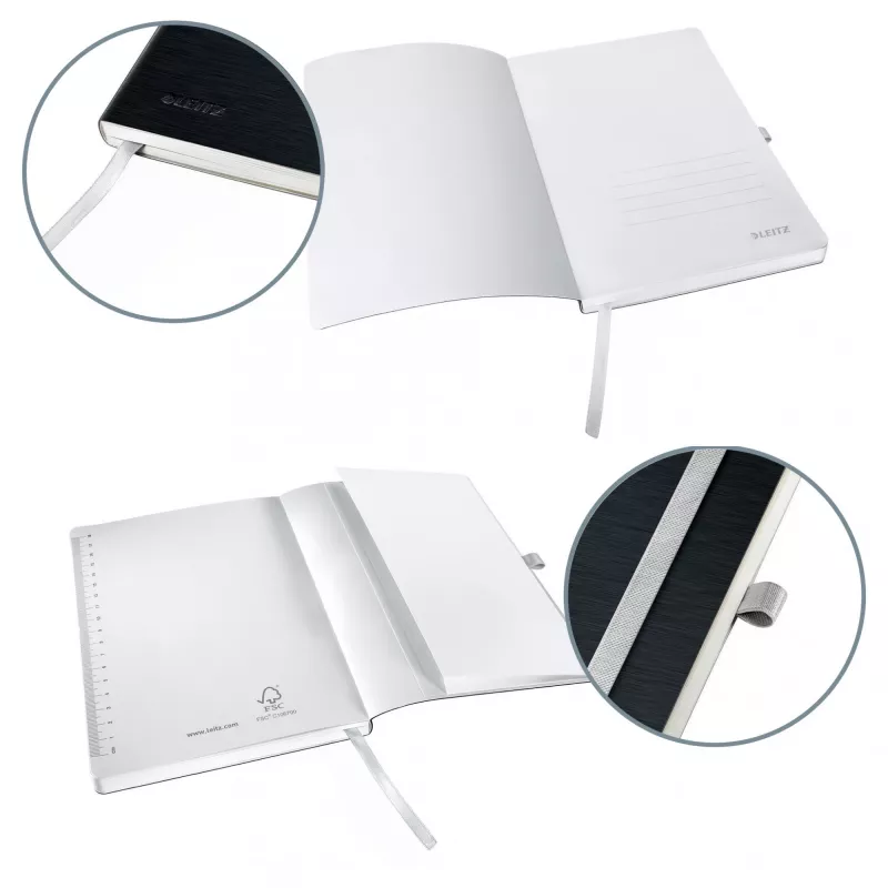 Leitz Style quaderno A5 bianco con copertina morbida, monocromatico, nero, A5, 80 fogli, 100 g/m², copertina morbida