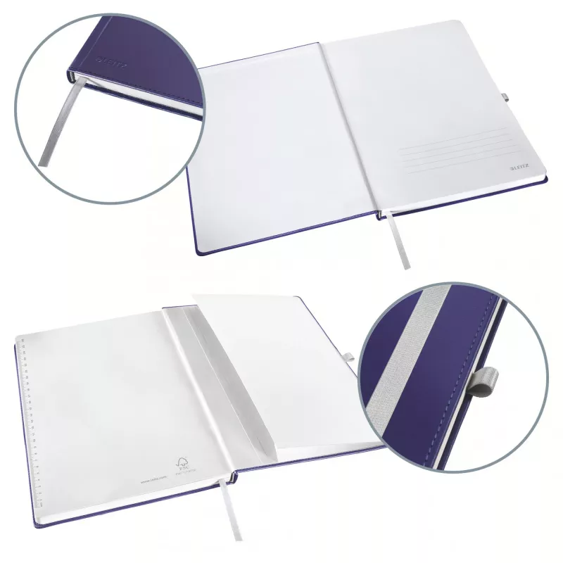 Leitz Style quaderno A4 a righe con copertina rigida, monocromatico, blu, A4, 80 fogli, 100 g/m², carta a righe