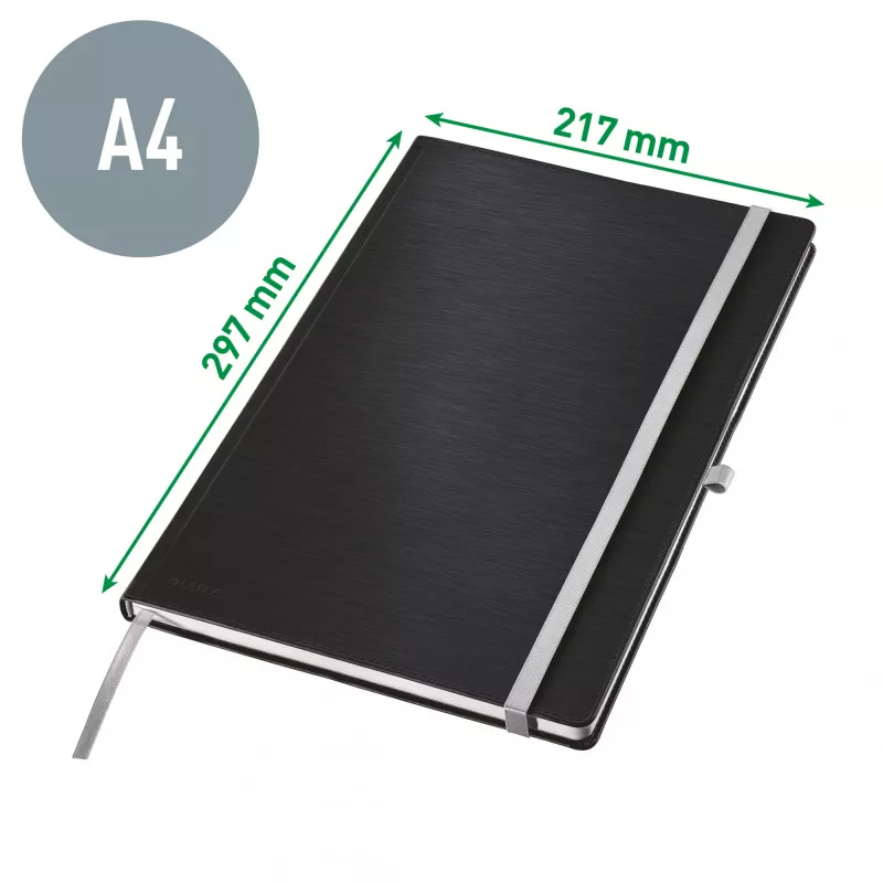 Leitz Style quaderno A4 a righe con copertina rigida, monocromatico, blu, A4, 80 fogli, 100 g/m², carta a righe