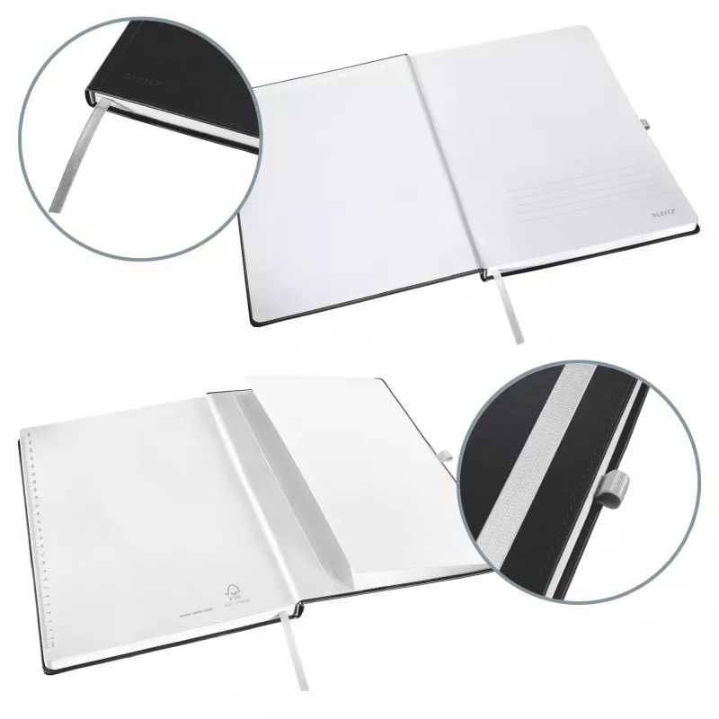 Leitz Style quaderno A4 a righe con copertina rigida, monocromatico, nero, A4, 80 fogli, 100 g/m², carta a righe