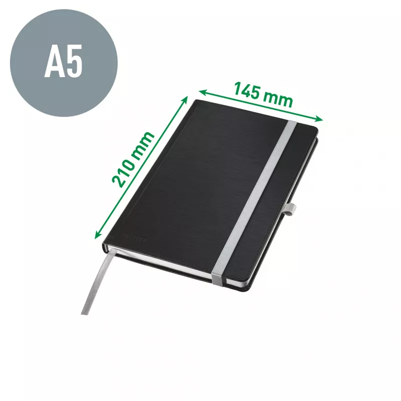 Leitz Style quaderno A5 a righe con copertina rigida, monocromatico, blu, A5, 80 fogli, 100 g/m², carta a righe