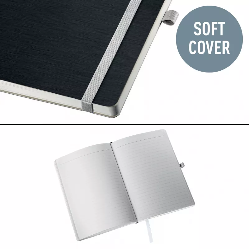 Leitz Style quaderno A5 a righe con copertina morbida, monocromatico, nero, A5, 80 fogli, 100 g/m², carta a righe