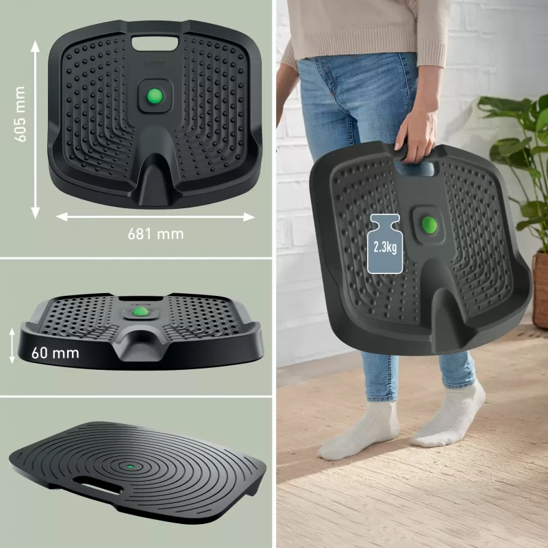 Leitz Ergo Active tappetino antiaffaticamento ergonomico, rettangolare, nero, poliuretano, Bubble, Cina, 605 x 681 mm