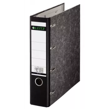 Leitz Doppelmechanik raccoglitore a leva Classic Marbled, 2 x A5, cartone, nero, superficie strutturata, 1000 fogli, 80 g/m²