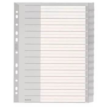 Leitz 12760000 indice con linguette bianche in plastica, grigio