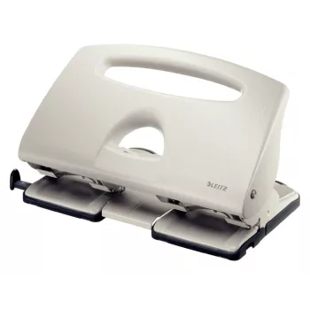 Leitz Perforatore 5132, perforazione a 4 fori 40 fogli, 40 fogli, grigio, alluminio, plastica, 8 cm, 5,5 mm, A4, A5, A6, Folio, US Quart