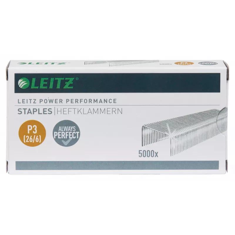 Leitz graffe P3 26/6 confezione da 5000 pezzi, confezione di graffe, 26/6, 6 mm, 210 graffe, cucitura, 26/6