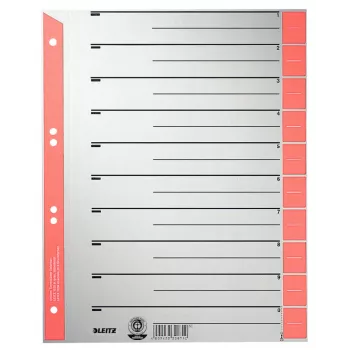 Leitz 16520025 registro con linguette registro numerico cartone grigio, rosso