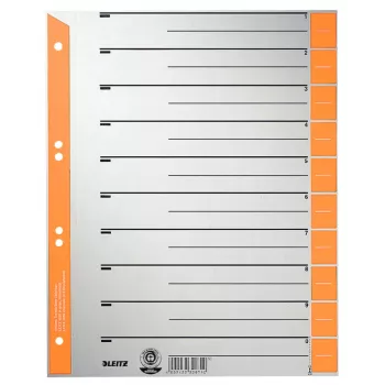 Leitz 16520045 indice a linguette registro con linguette numerico cartone grigio, arancione