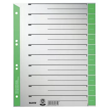 Leitz 16520055 indice a linguette indice a linguette numerico cartone verde, grigio