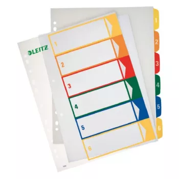 Leitz indice stampabile PC, PP, extra largo, indice numerico, polipropilene (PP), blu, verde, arancione, rosso, giallo, 245 mm, 2 mm, 305 mm