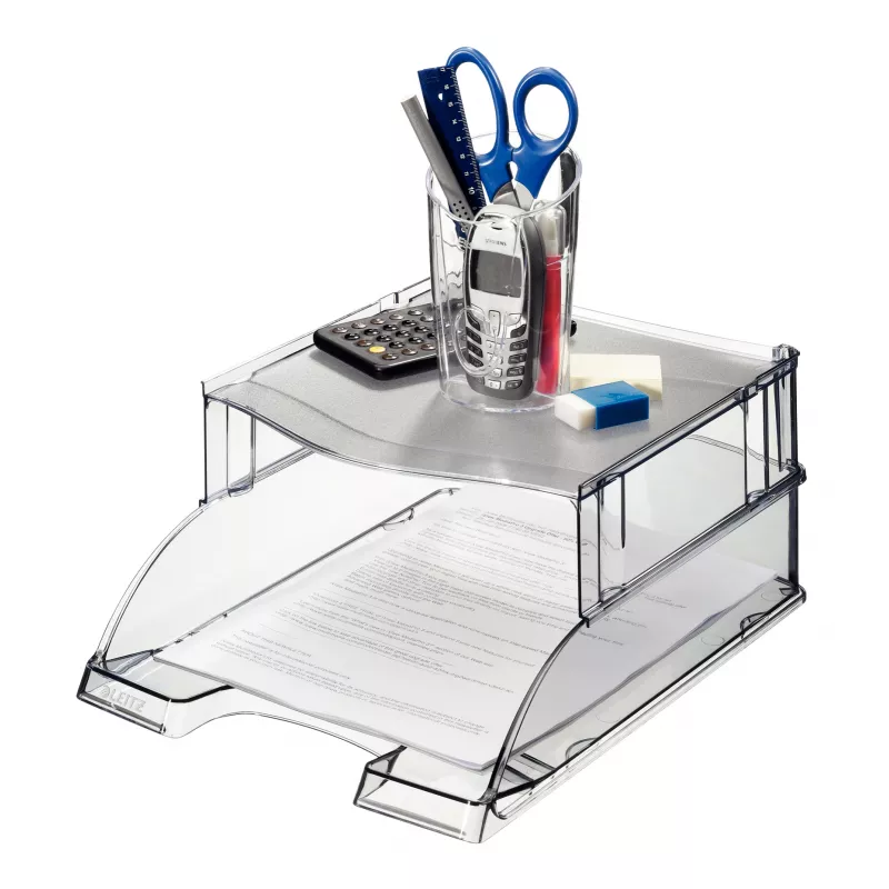 Leitz Vassoio portadocumenti Erhöhung Plus Universal, plastica, grigio, trasparente, 254 mm, 265 mm, 70 mm, 200 g