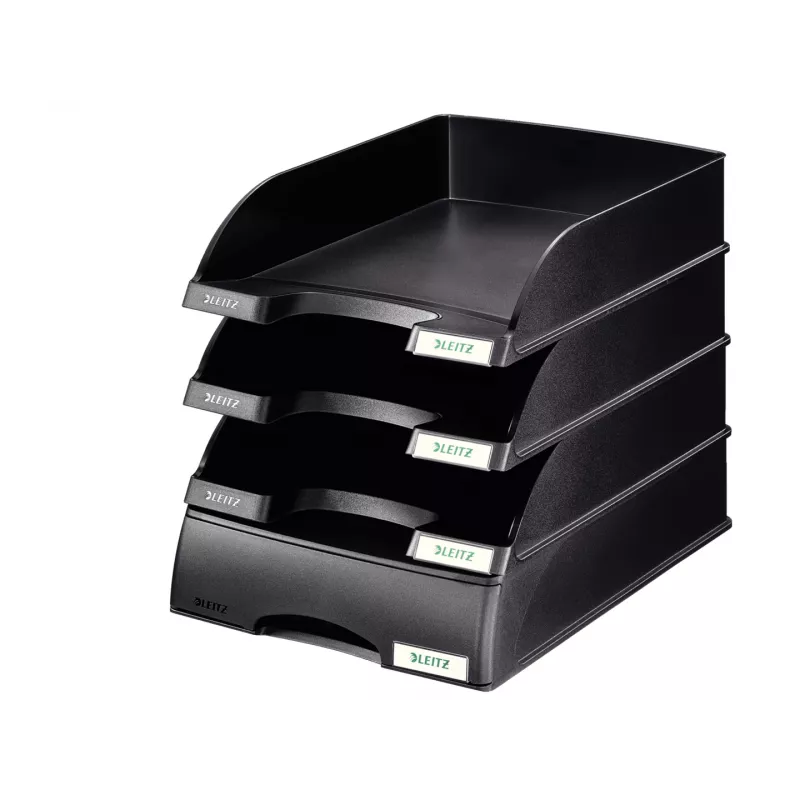 Leitz Vassoio portadocumenti Plus, plastica, nero, A4, 242 x 330 x 60 mm, 255 mm, 357 mm