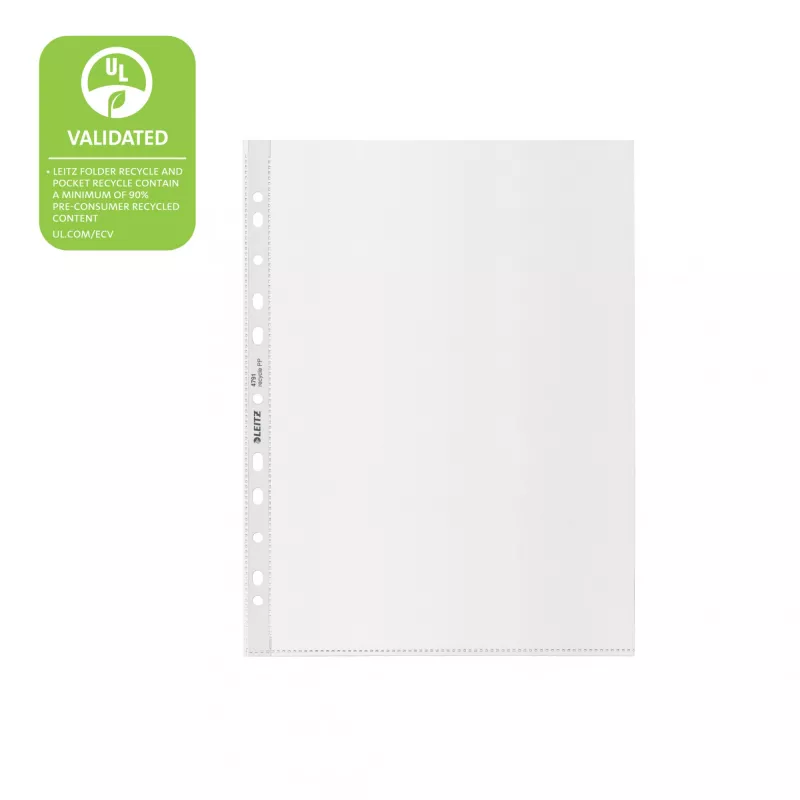 Leitz Recycle A4 Pocket, 210 x 297 mm (A4), trasparente, polipropilene (PP), verticale, 0,1 mm, 230 mm